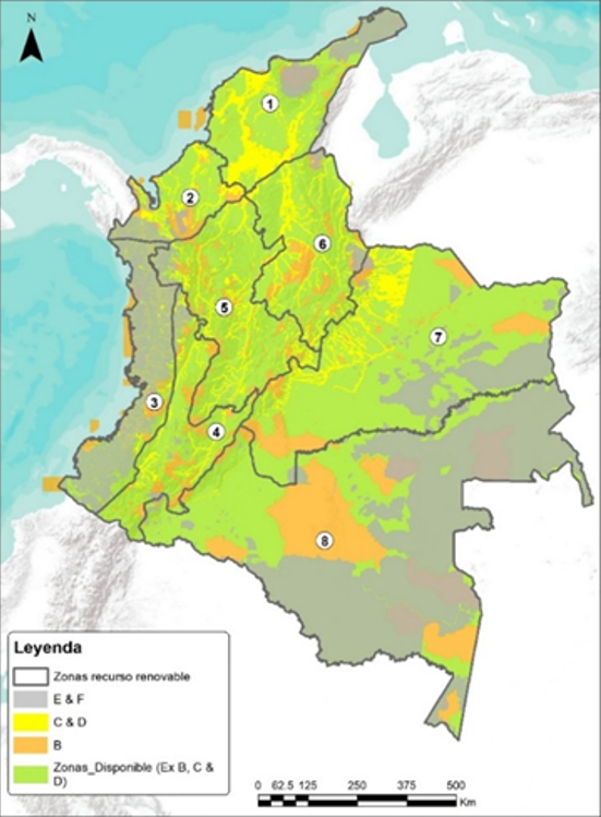 Mapa áreas con criterios de restricción para implementación de proyectos de generación de electricidad a partir de energías renovables